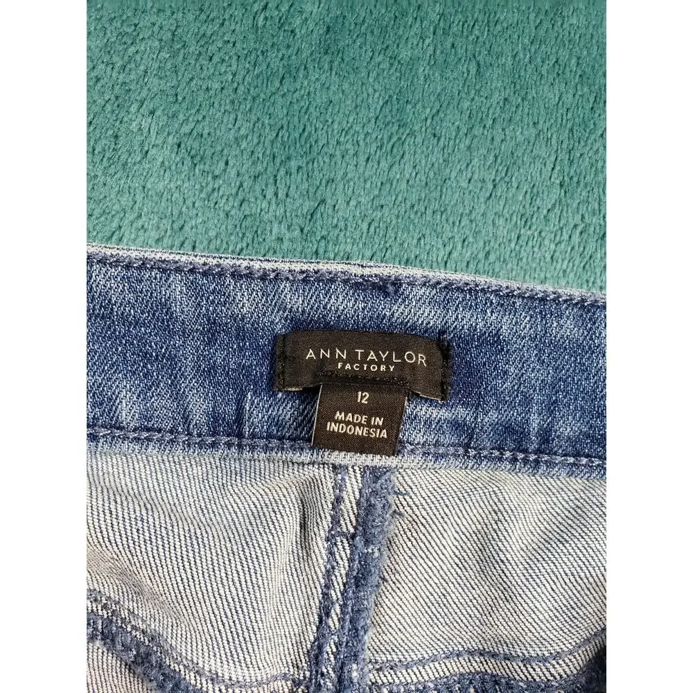 Ann Taylor Jeans Size 12 Women Blue Pants Denim Stretch Mid Rise Straight Ankle